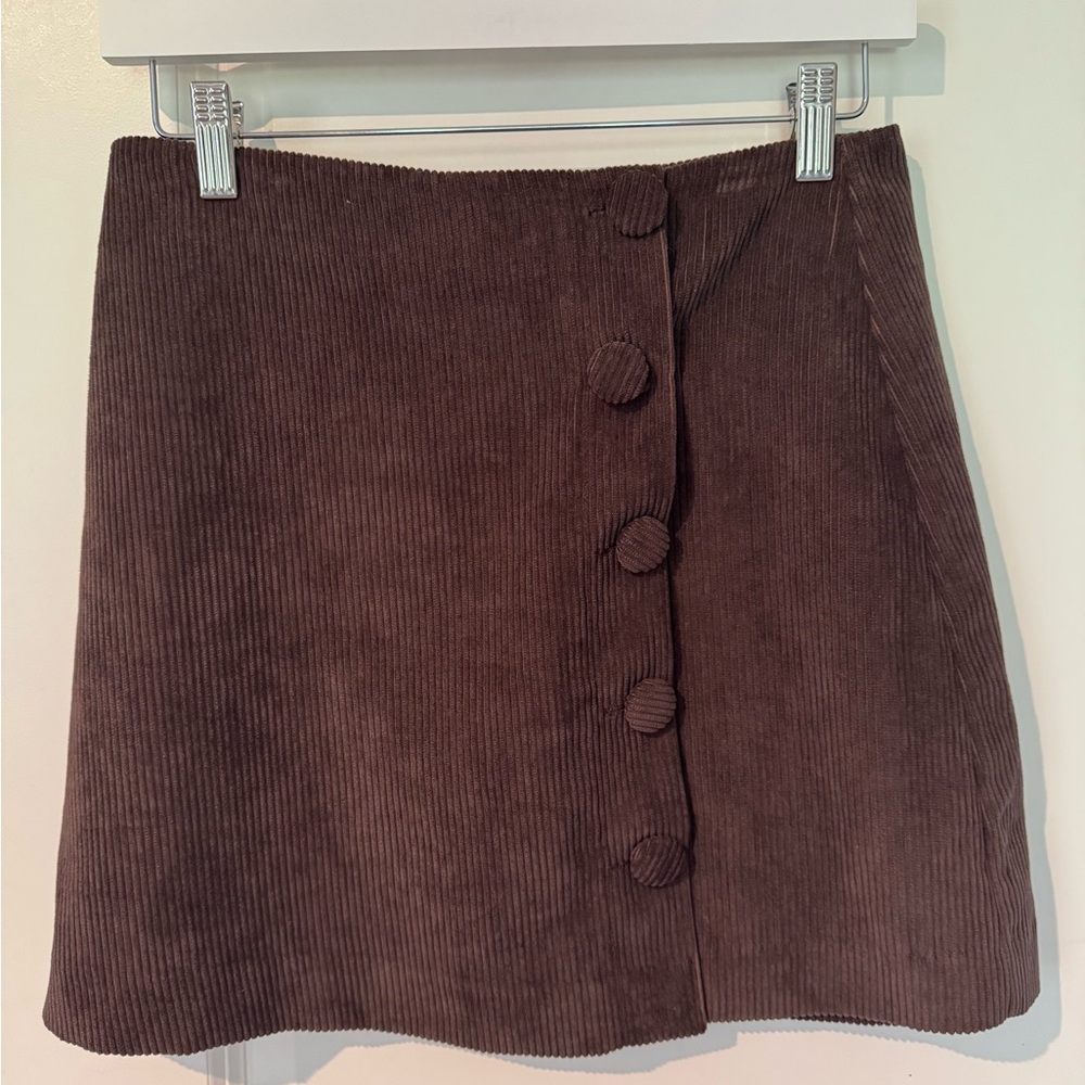 Brown Mini Corduroy Skirt for Work